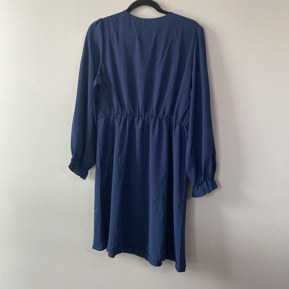 Women’s Long Sleeve Navy Blue Polyester Dress. Size Large - Picture 2 of 5